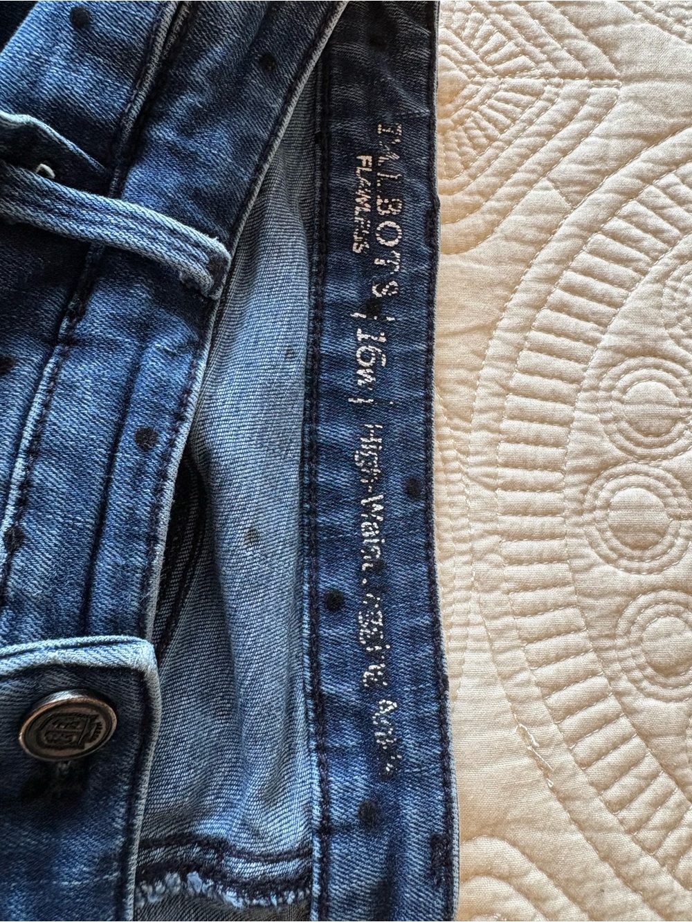 Talbots Dark Blue Dotted Straight-Leg Jeans